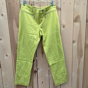 Michael Kors Lime Green Straight Ankle Pants Women's Size 6 Front Zipper Pockets